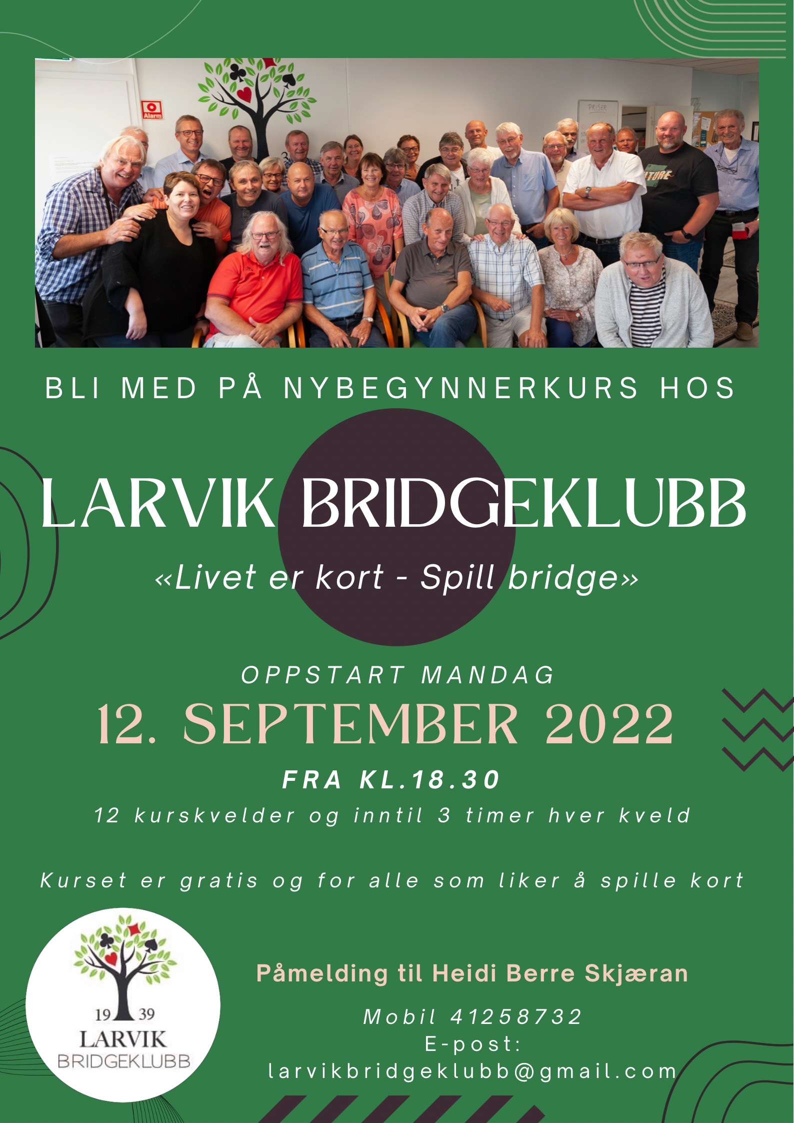 Bli med på nybegynnerkurs hos Larvik Bridgeklubb